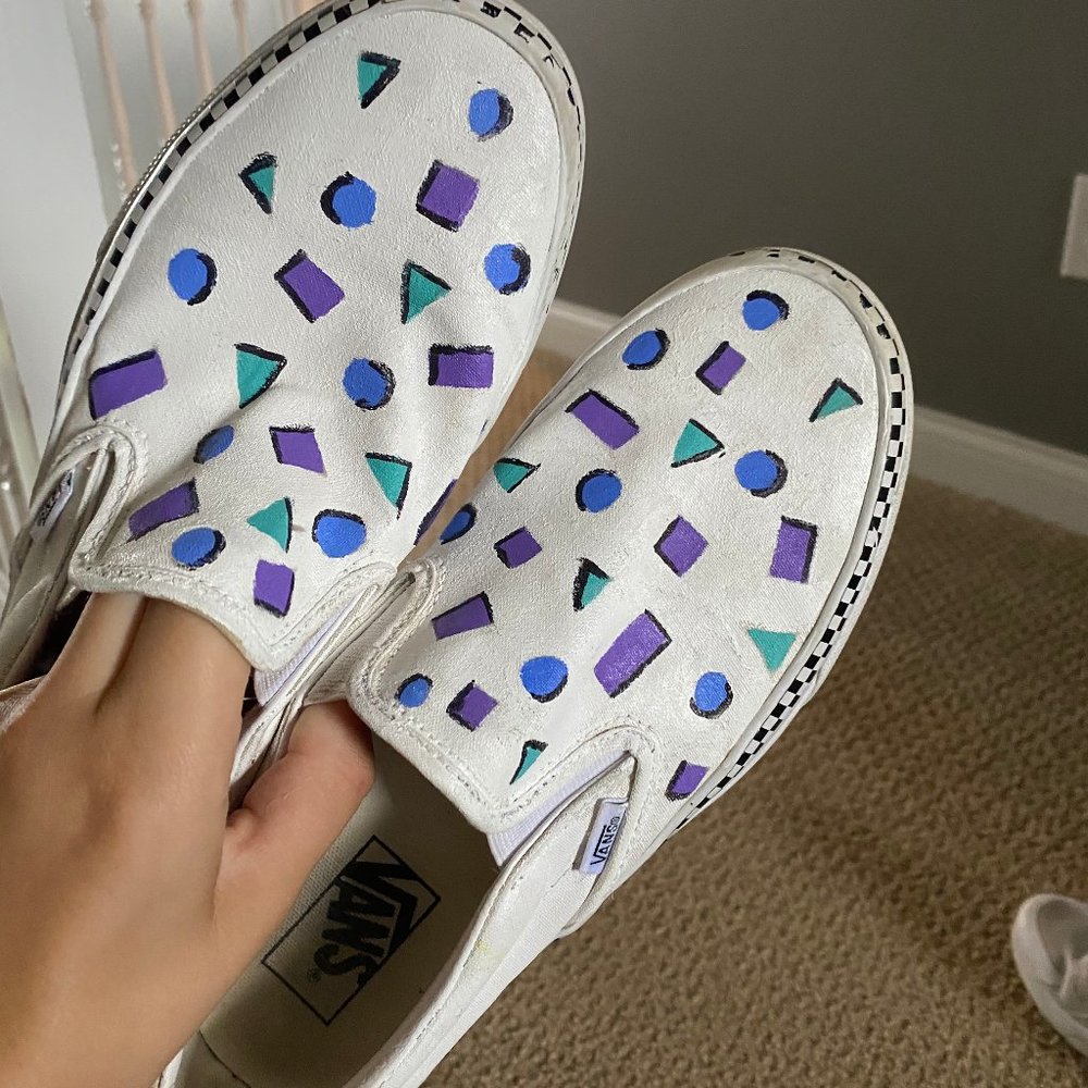 Hand Painted 80s inspired Vans - Picture 2 of 5